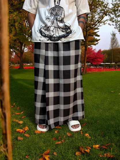 Black and white check pajamalungi for men's