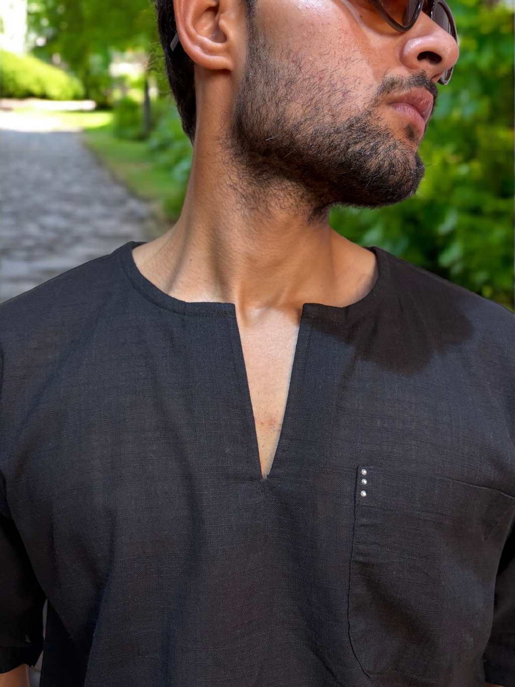 Black halfsleeve kurta for men