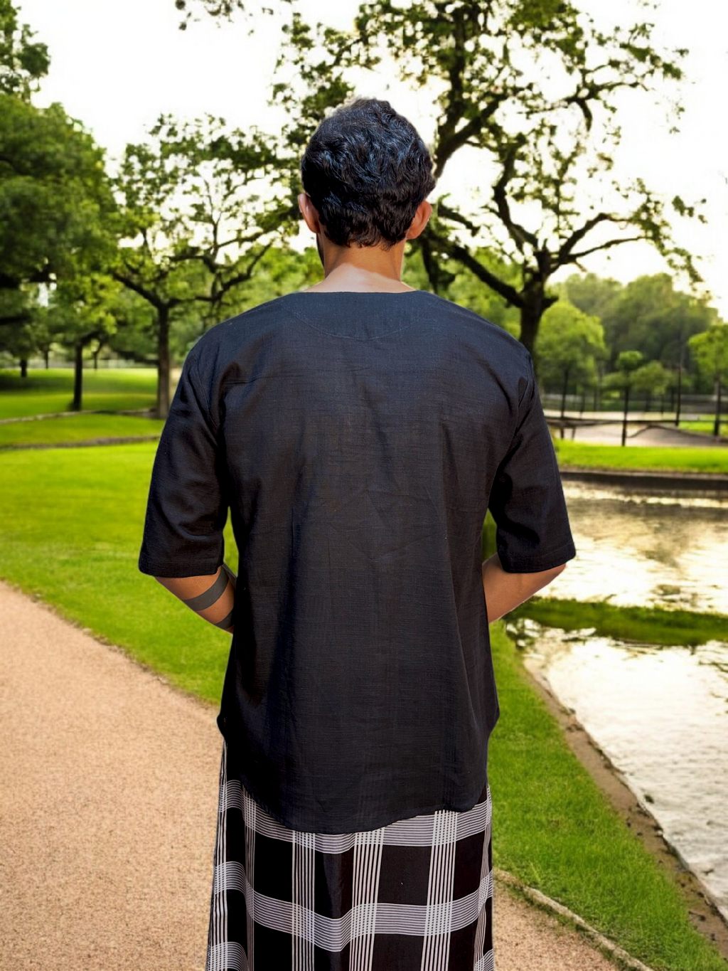 Black halfsleeve kurta for men