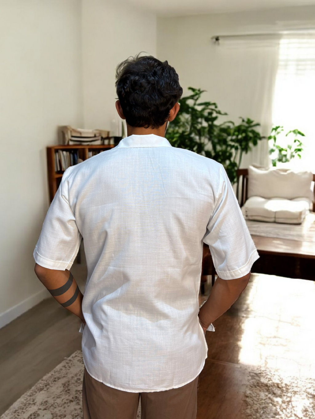 Deity graphic white print kurta for men