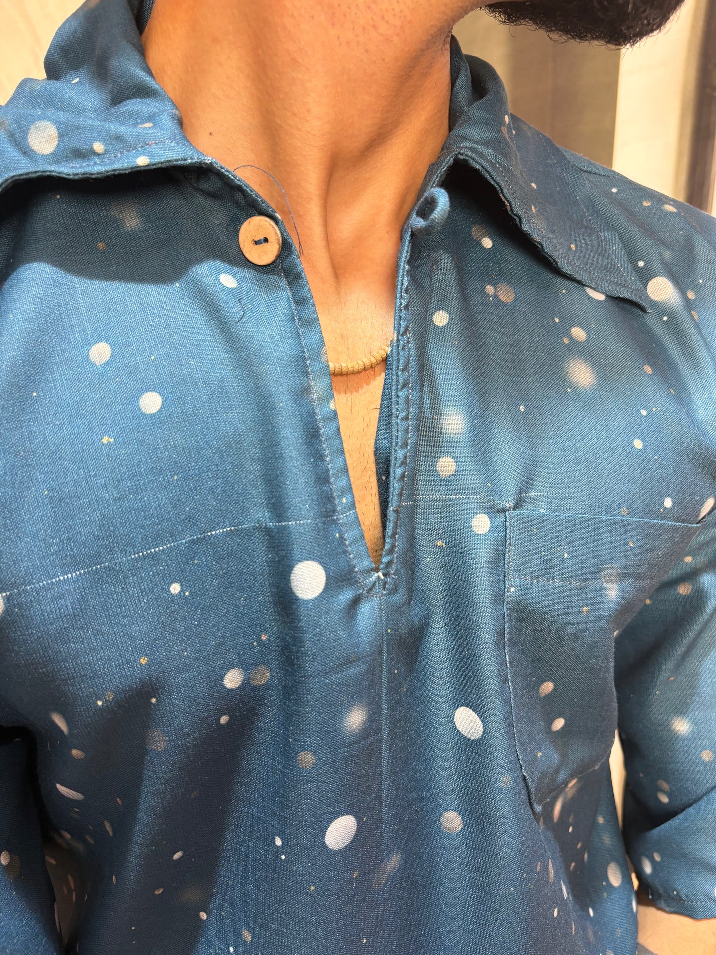 Men  Blue Snow-City Print Printed Kurta