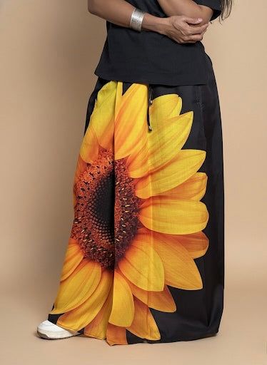 Women Sunflower black print Pajamalungi