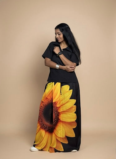 Women Sunflower black print Pajamalungi