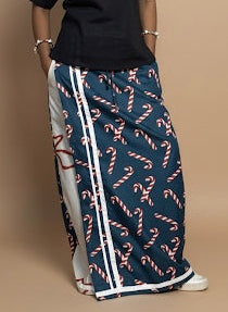 Women Dark Teal Candy Cane print Pajamalungi