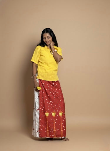 Women Red Snow/Lamppost Digital Print Pajamalungi