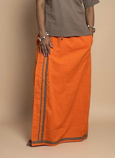 Orange pajamalungi with light green stripes for Women's