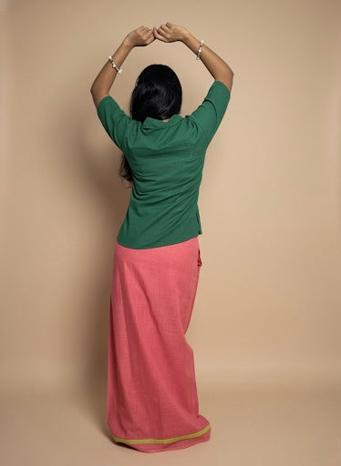 Light Pink pajamalungi with green stripes for Women
