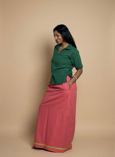 Light Pink pajamalungi with green stripes for Women