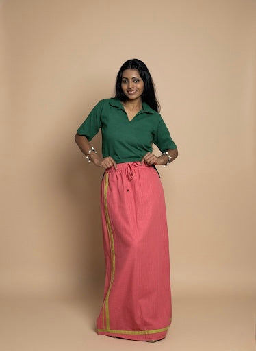 Light Pink pajamalungi with green stripes for Women