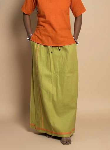 Light green pajamalungi with orange and yellow stripes for Women's