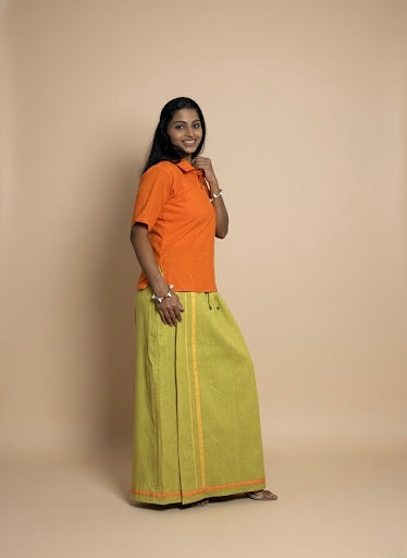 Light green pajamalungi with orange and yellow stripes for Women