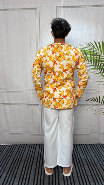 Banana Print V-Neck Kurta