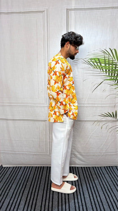 Banana Print V-Neck Kurta