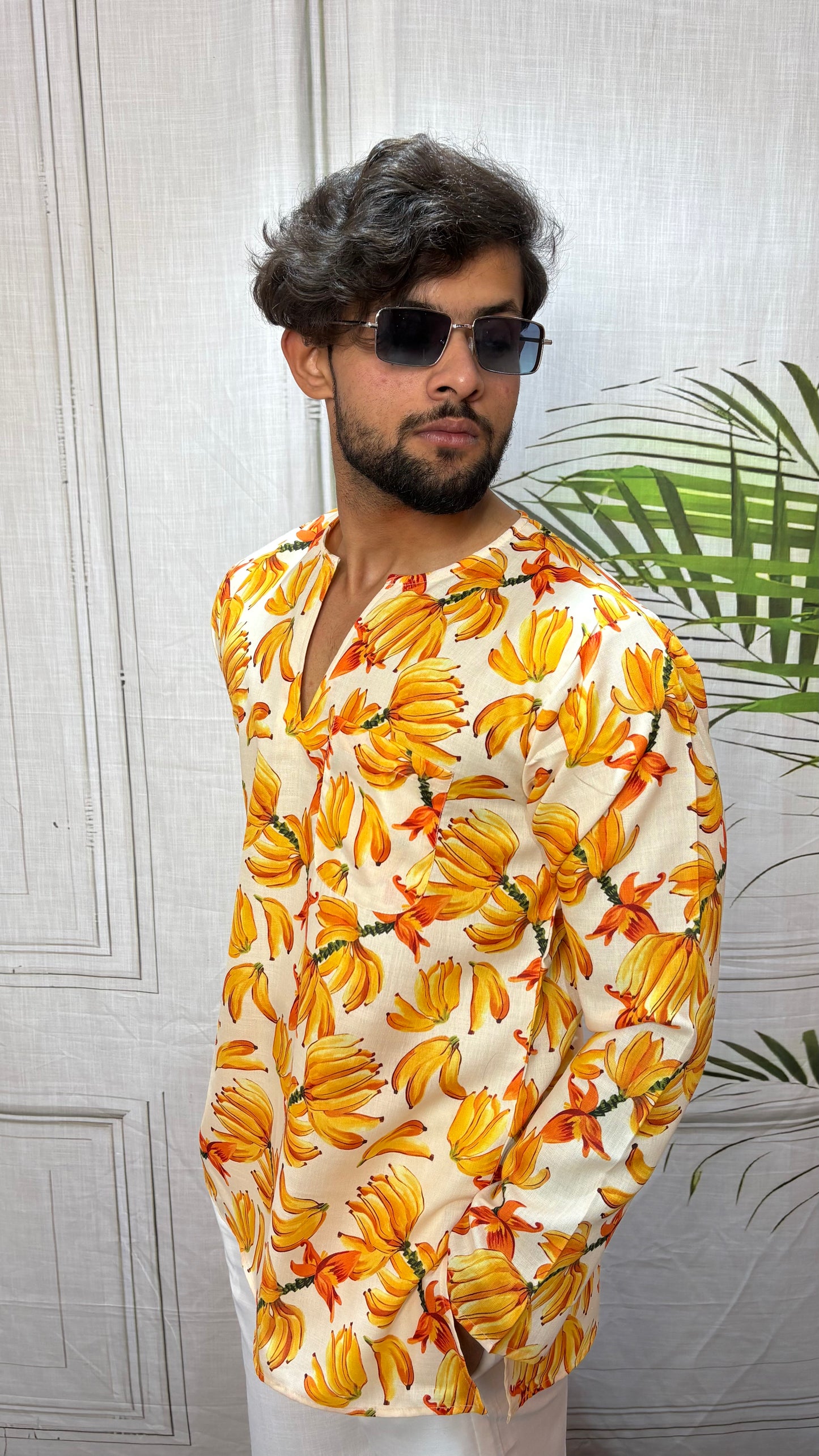 Banana Print V-Neck Kurta