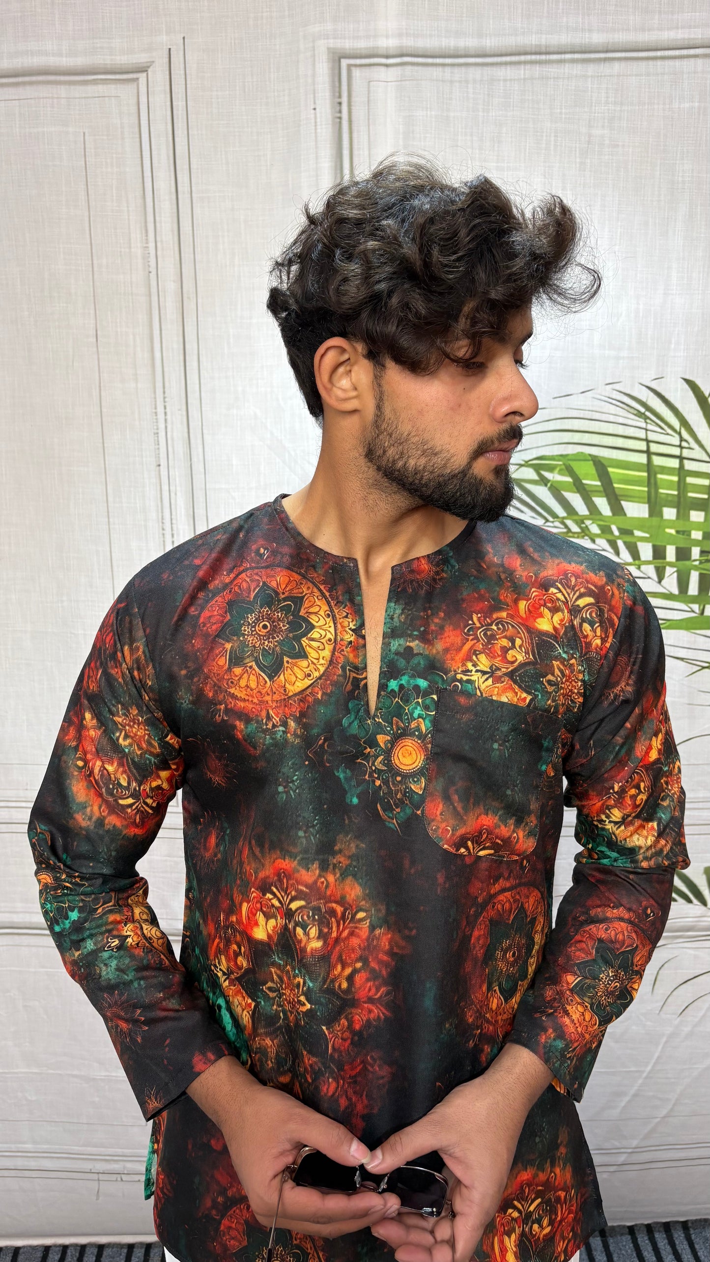 Men’s Multicolor Abstract Print Kurta