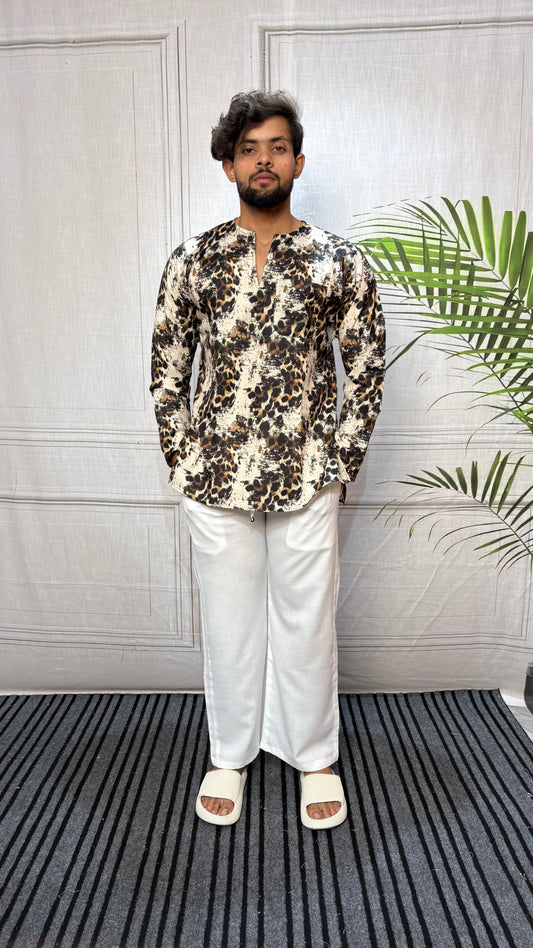 Abstract Leopard Texture Print Kurta