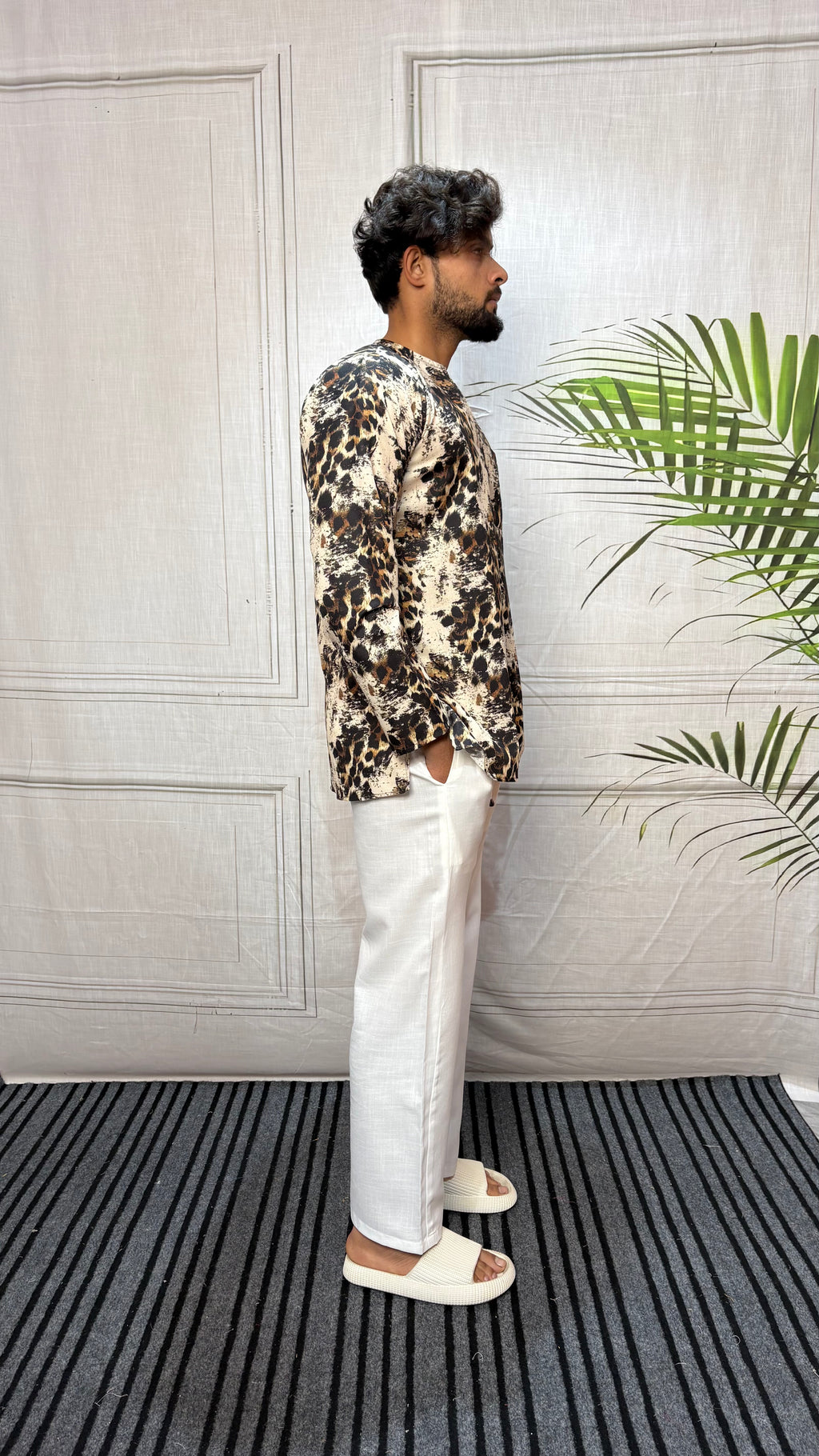 Abstract Leopard Texture Print Kurta