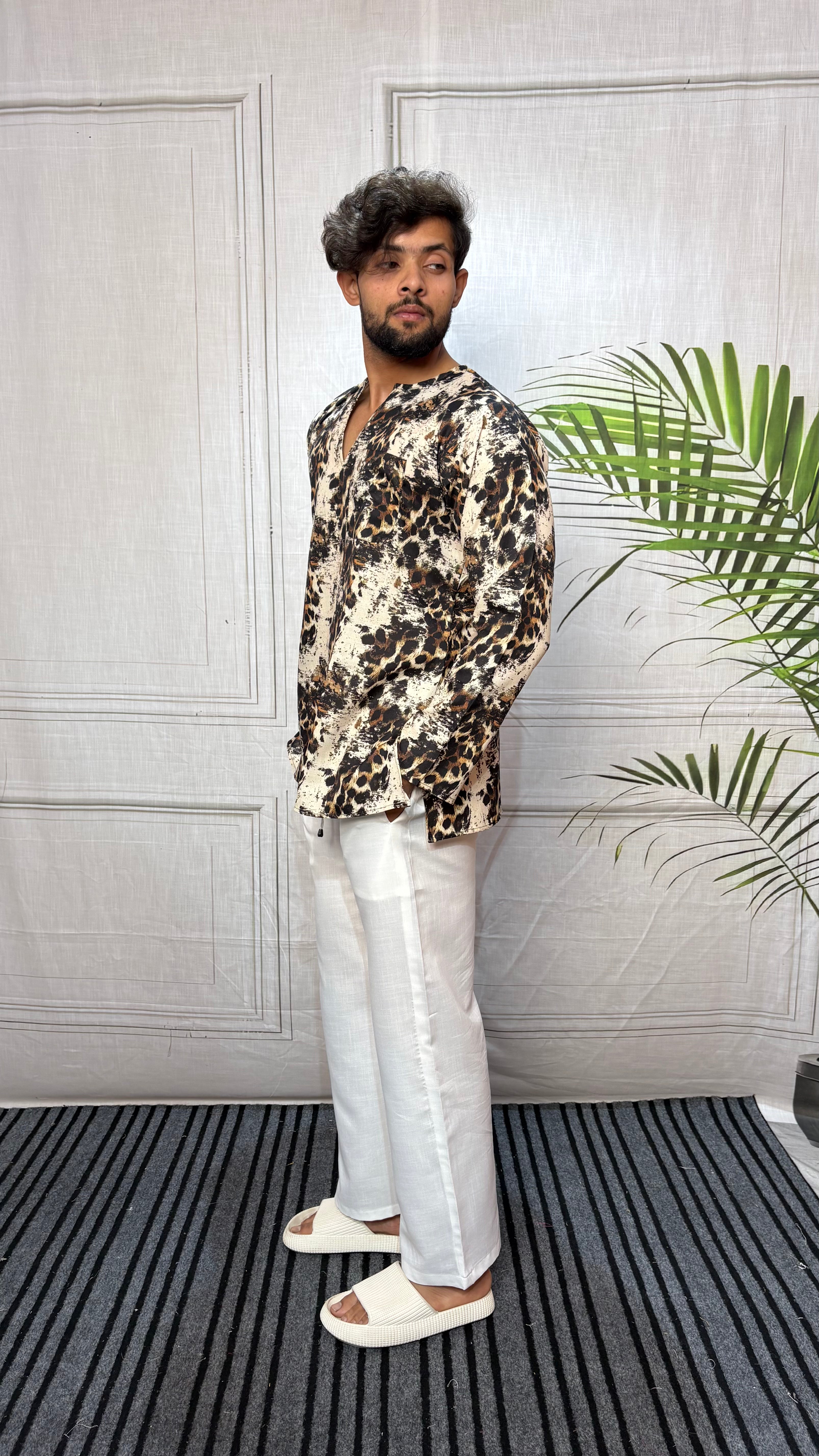 Abstract Leopard Texture Print Kurta