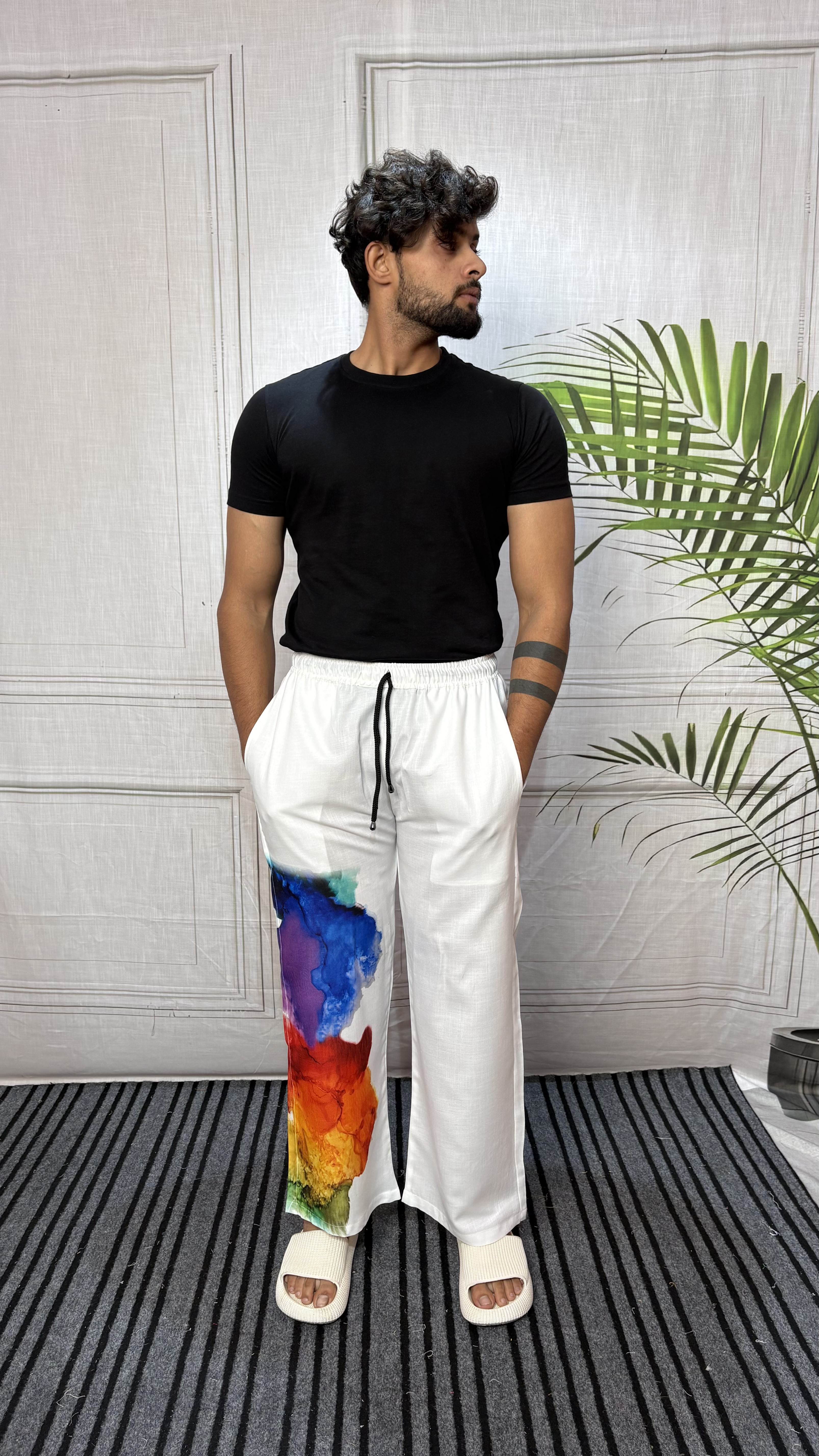 Men Watercolor Splash Print Pajama