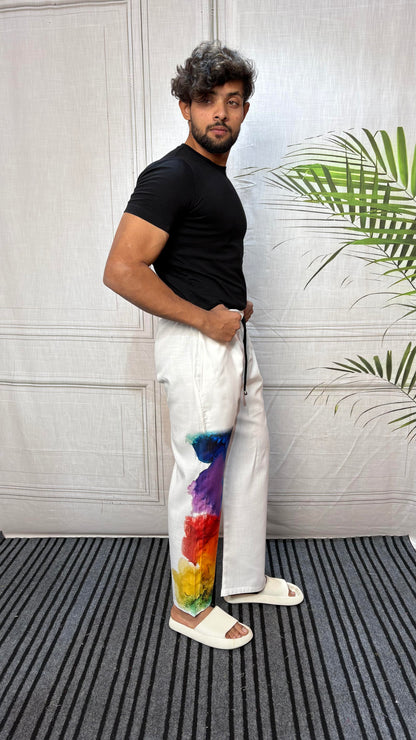 Men Watercolor Splash Print Pajama