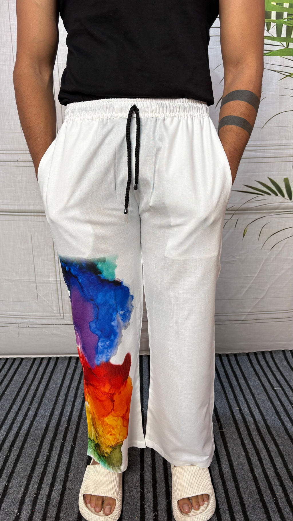 Men Watercolor Splash Print Pajama