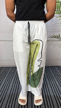 Men White  Leafline Print Pajama