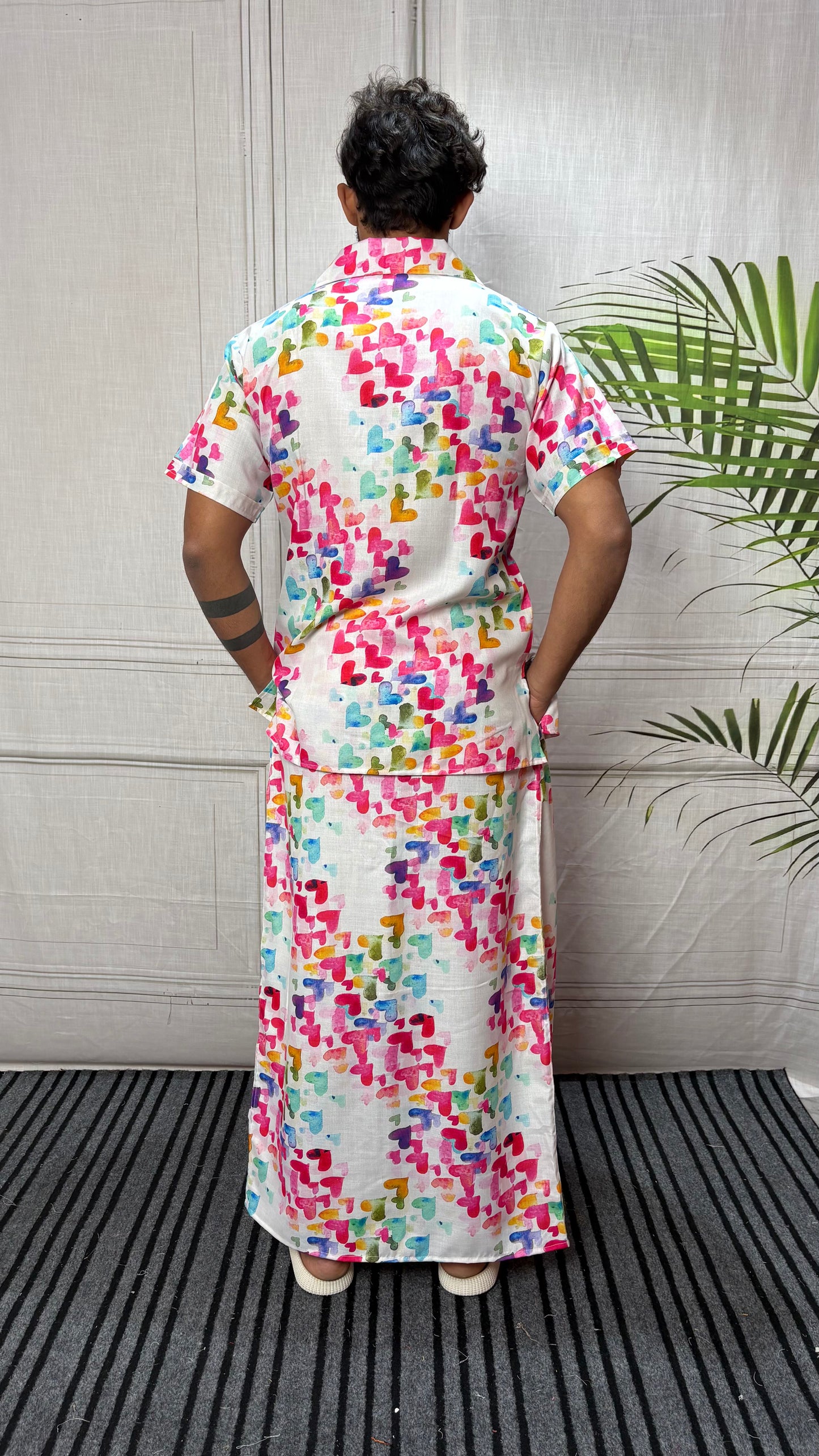 Men Heart Motif Print Pajamalungi