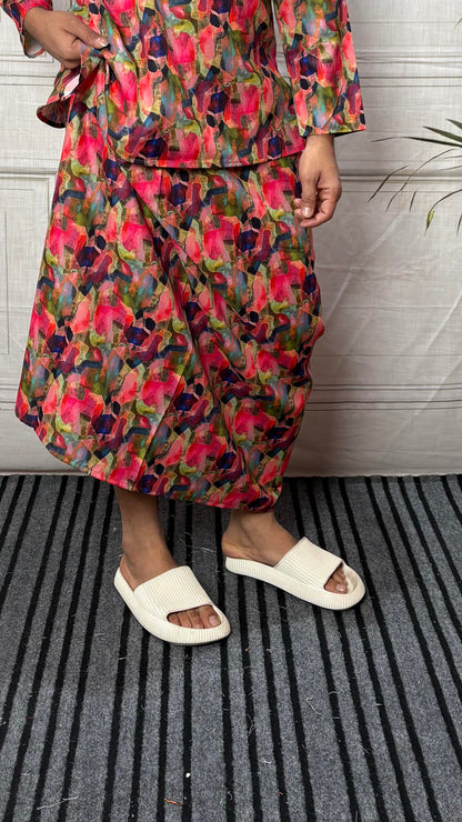 Men Abstract Brushstroke Print Pajamalungi