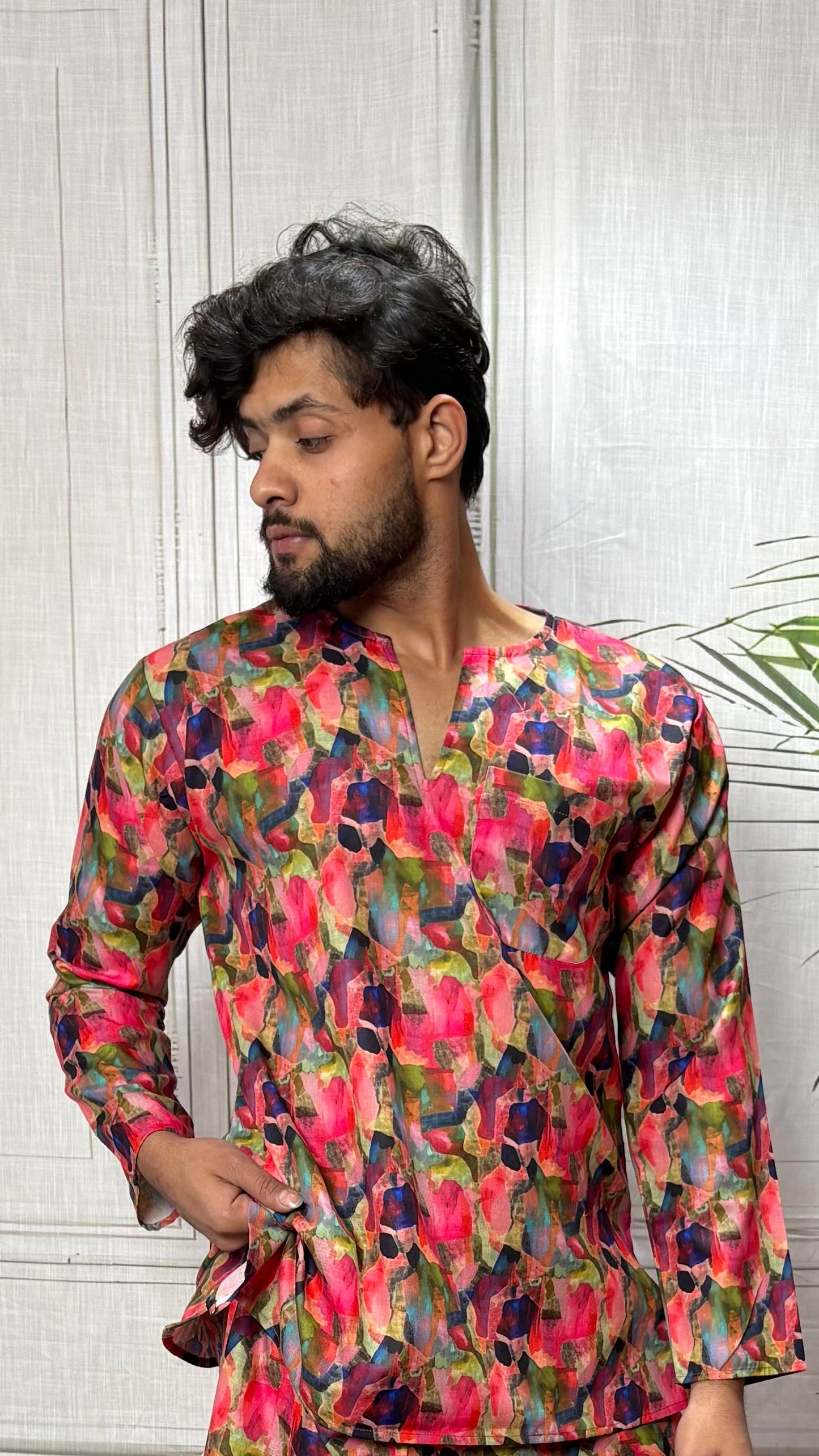 Men Abstract Brushstroke Print Pajamalungi