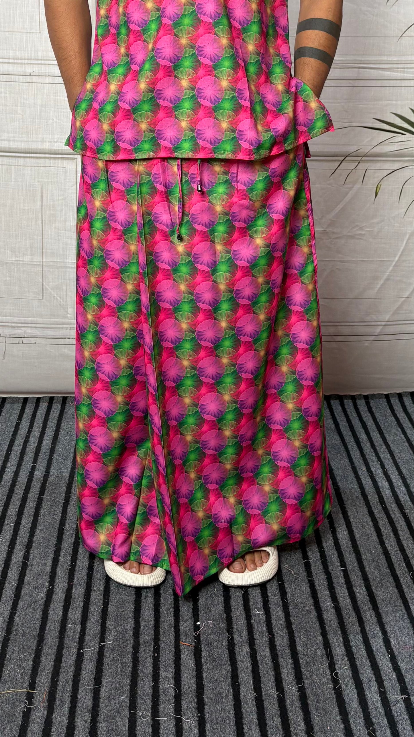 Men Geometric Floral Motif Print Pajamalungi