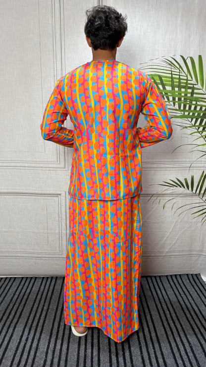 Men Retro Geometric Half-Moon Print Pajamalungi