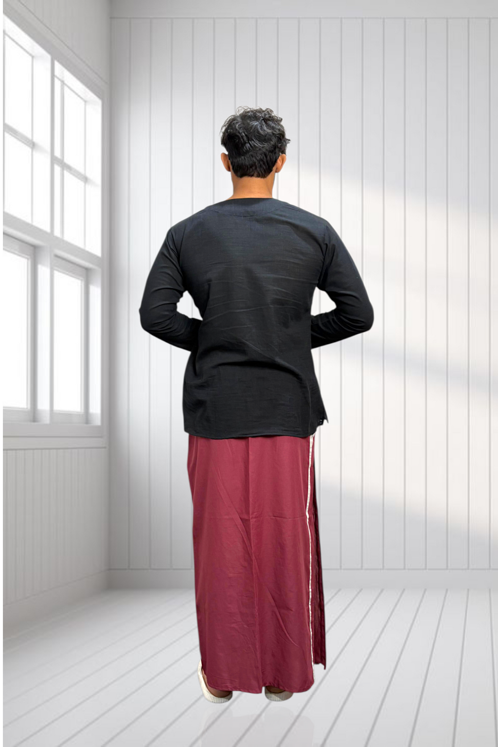 Men's Marron Color With Sliver Stripe Pajamalungi