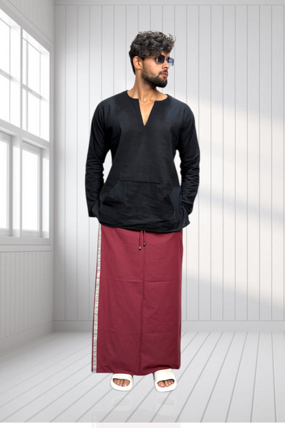 Men's Marron Color With Sliver Stripe Pajamalungi