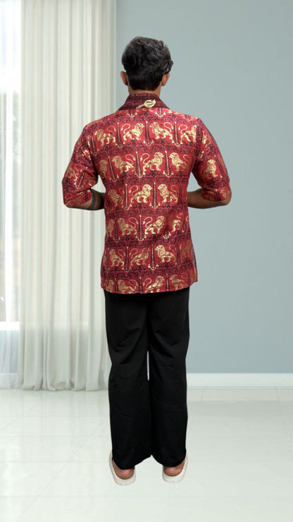 Mens Royal Foil  Lion Print Kurta