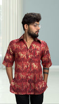 Mens Royal Foil  Lion Print Kurta