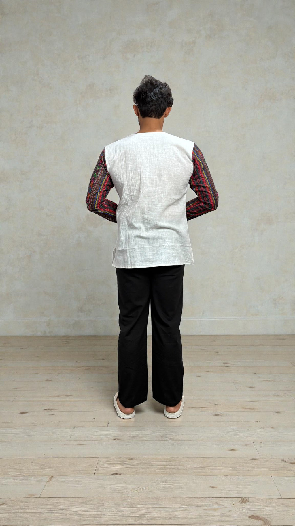 Men's White Ethnic Fusion Kurta