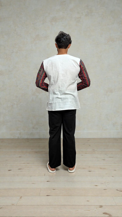 Men's White Ethnic Fusion Kurta