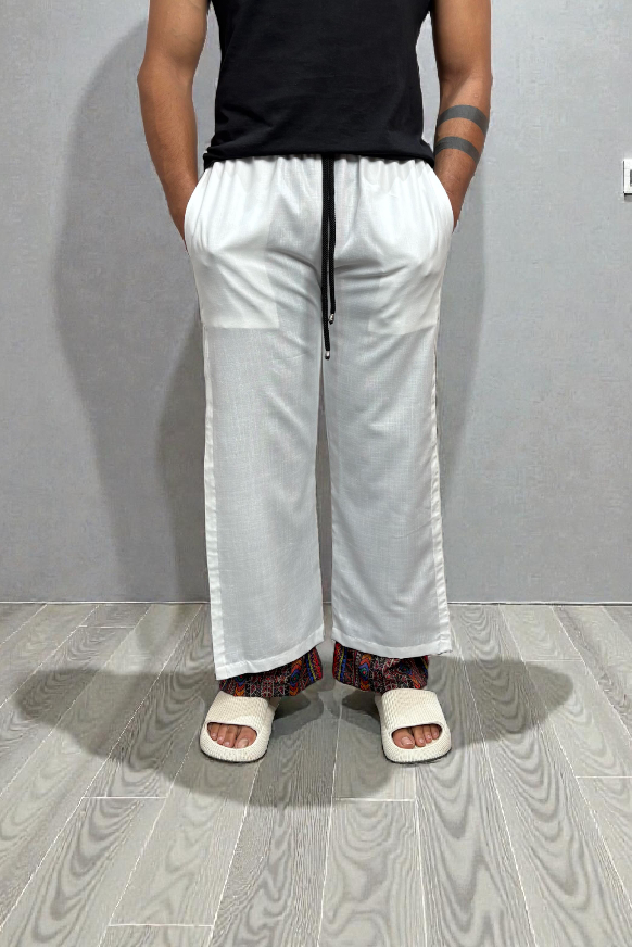Men's White Urban Side-Stripe Pajama
