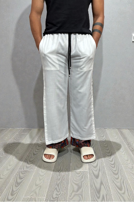 Men's White Urban Side-Stripe Pajama