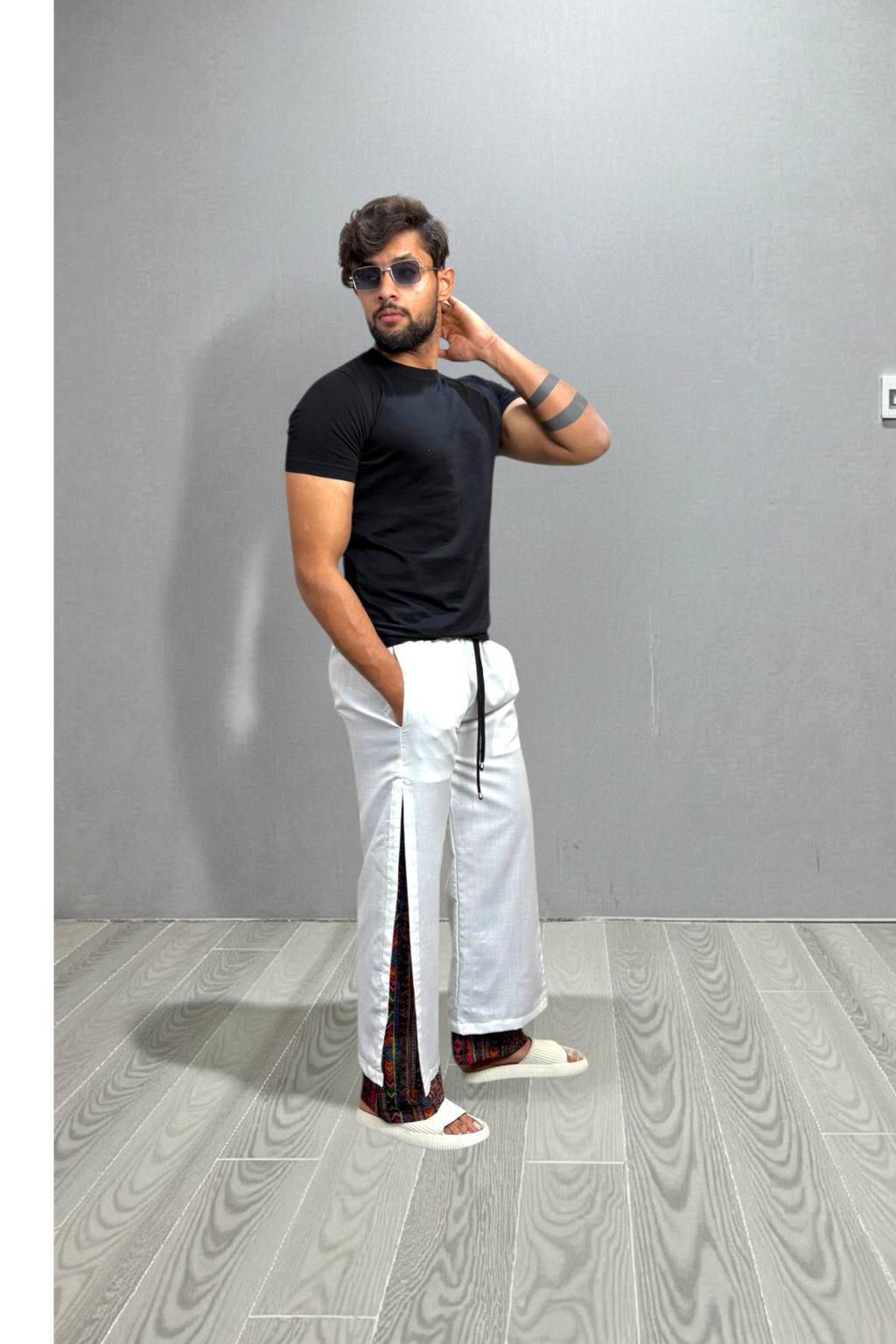 Men's White Urban Side-Stripe Pajama