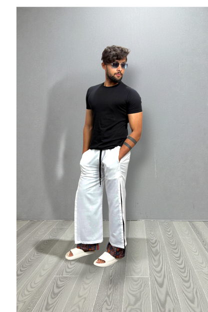 Men's White Urban Side-Stripe Pajama