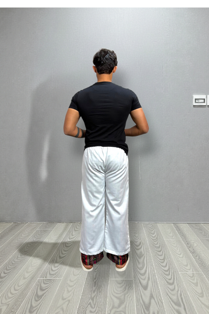 Men's White Urban Side-Stripe Pajama