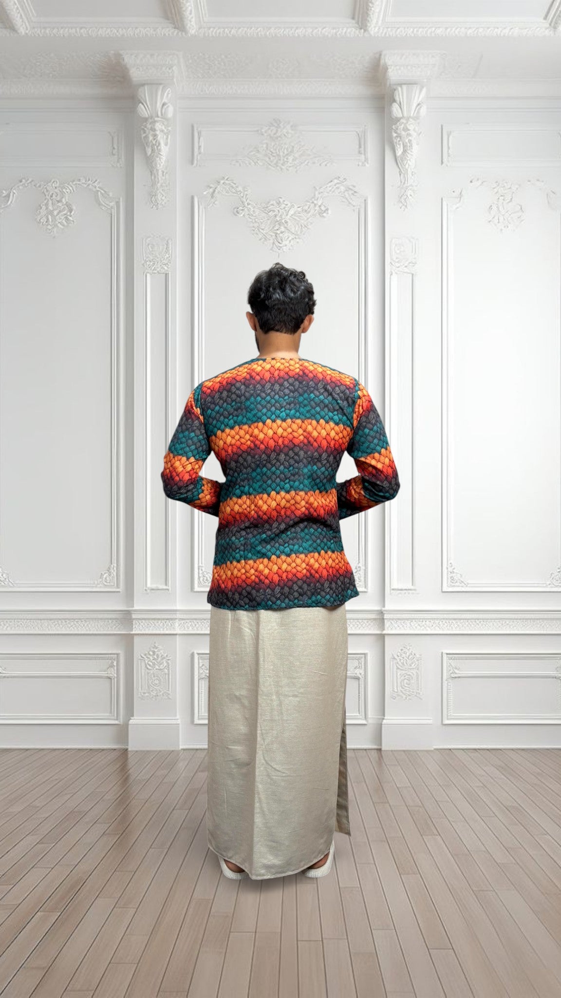 Men’s Multicolor Textured Print Kurta