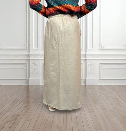 Men's Beige Color With Multicolor Textured Print Stripe Pajamalungi