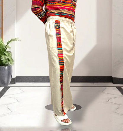Men Beige Color With Premium Border Pajamalungi