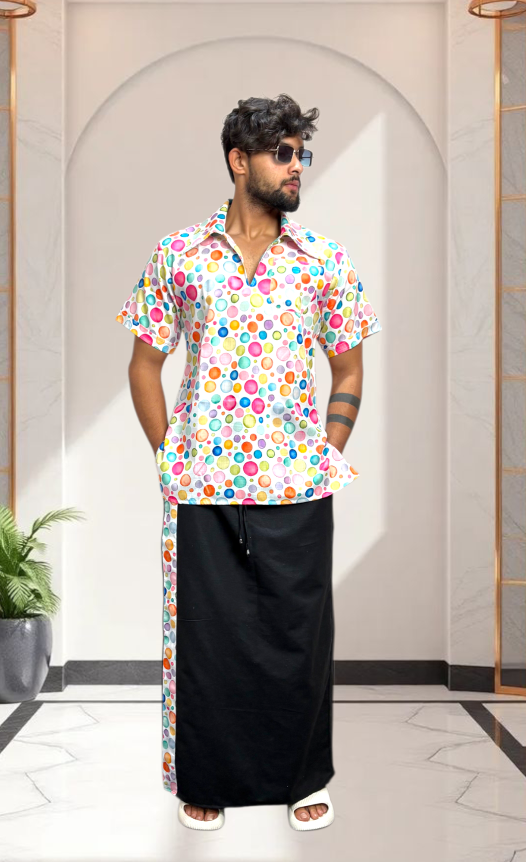 Men Black Color With Heritage Stripe Pajamalungi