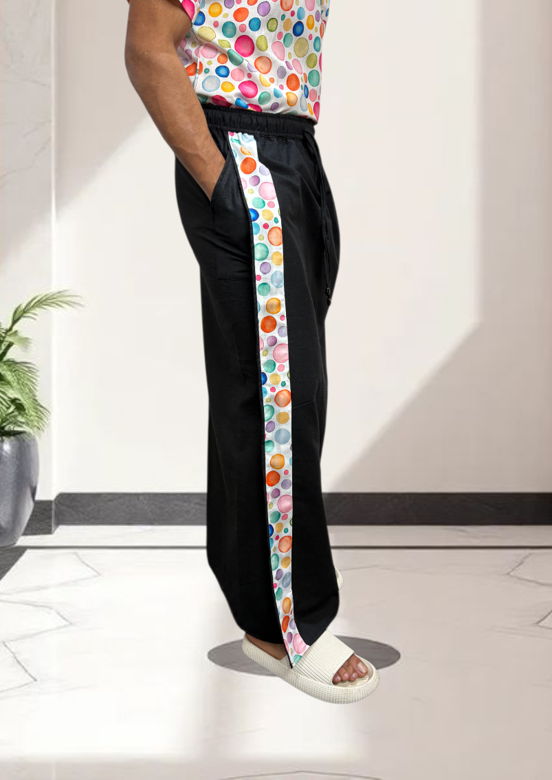 Men Black Color With Heritage Stripe Pajamalungi