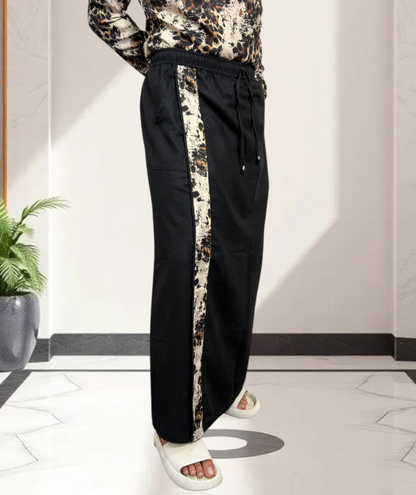 Men Black Color With Lepoard Elite Stripe Pajamalungi