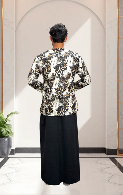 Abstract Leopard Texture Print Kurta