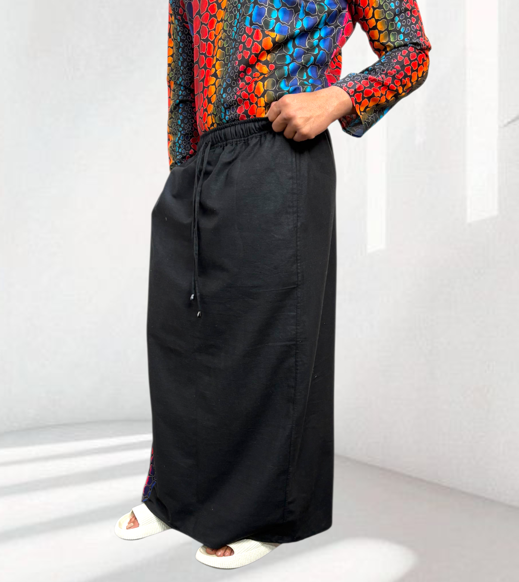 Men Black Color With Royal Border Pajamalungi